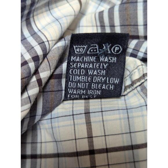 7 Diamonds Shirt Mens M Pearl Snap Short Sleeve Gray Plaid Pockets Western Retro - Picture 7 of 9